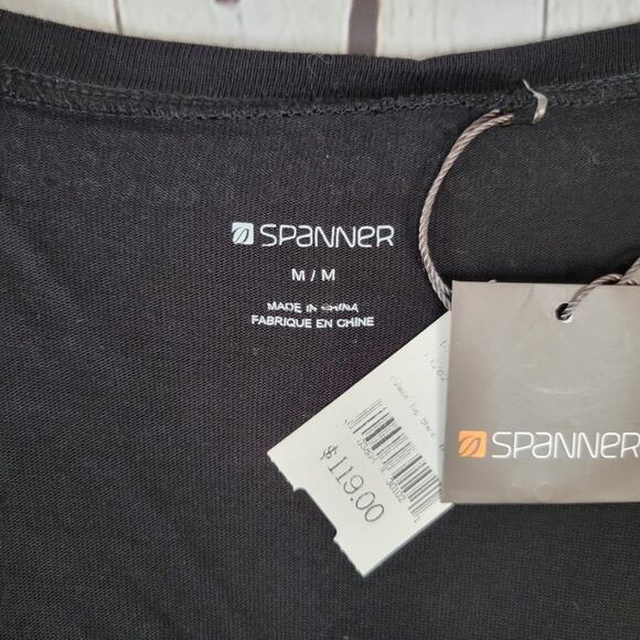 SPaNNER Black Gold Studded V Neck Short Sleeve Rayon Tunic Top M New With Tags - Picture 8 of 12